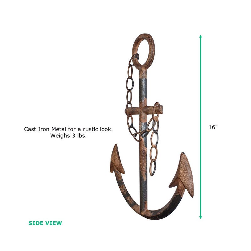 Wallcharmers WALL CHARMERS 16" Cast Iron Metal Anchor Wall Decor (Rustic) - Image 2